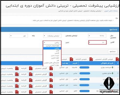 ارزشیابی پیشرفت مقطع ابتدایی در سامانه سناد